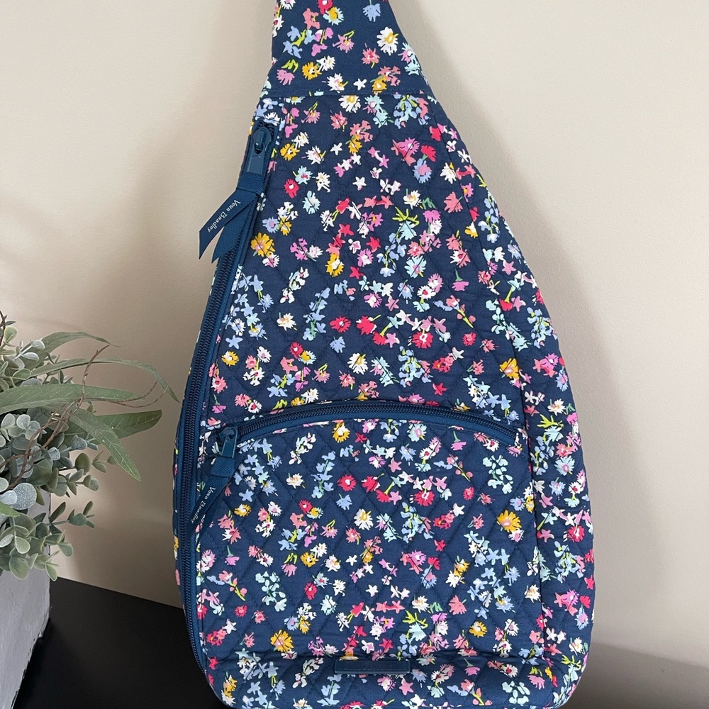 Vera Bradley Blue Sling Backpack with Floral Print